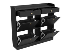 Aparador con 4 puertas, 2 cajones, diseño moderno, negro y madera, tablero de partículas (110x26x100 cm)