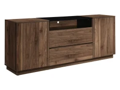 Aparador con 2 puertas, 2 cajones y 1 estante - Natural oscuro y negro - CEMILINA