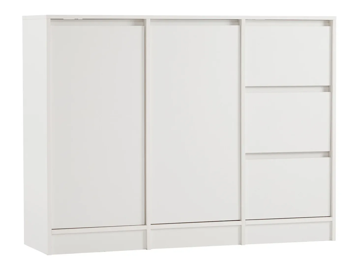 Aparador con 2 puertas, 3 cajones, armario de almacenaje para comedor o salón, 120x90x35cm, blanco