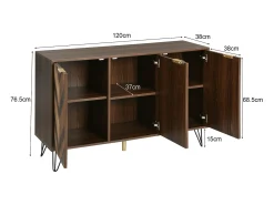 Aparador con 3 puertas - Espacio de almacenamiento elegante y generoso - Pequeño armario color madera + negro 120x76,5x38 cm