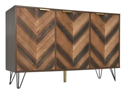 Aparador con 3 puertas - Espacio de almacenamiento elegante y generoso - Pequeño armario color madera + negro 120x76,5x38 cm