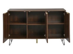 Aparador con 3 puertas - Espacio de almacenamiento elegante y generoso - Pequeño armario color madera + negro 120x76,5x38 cm