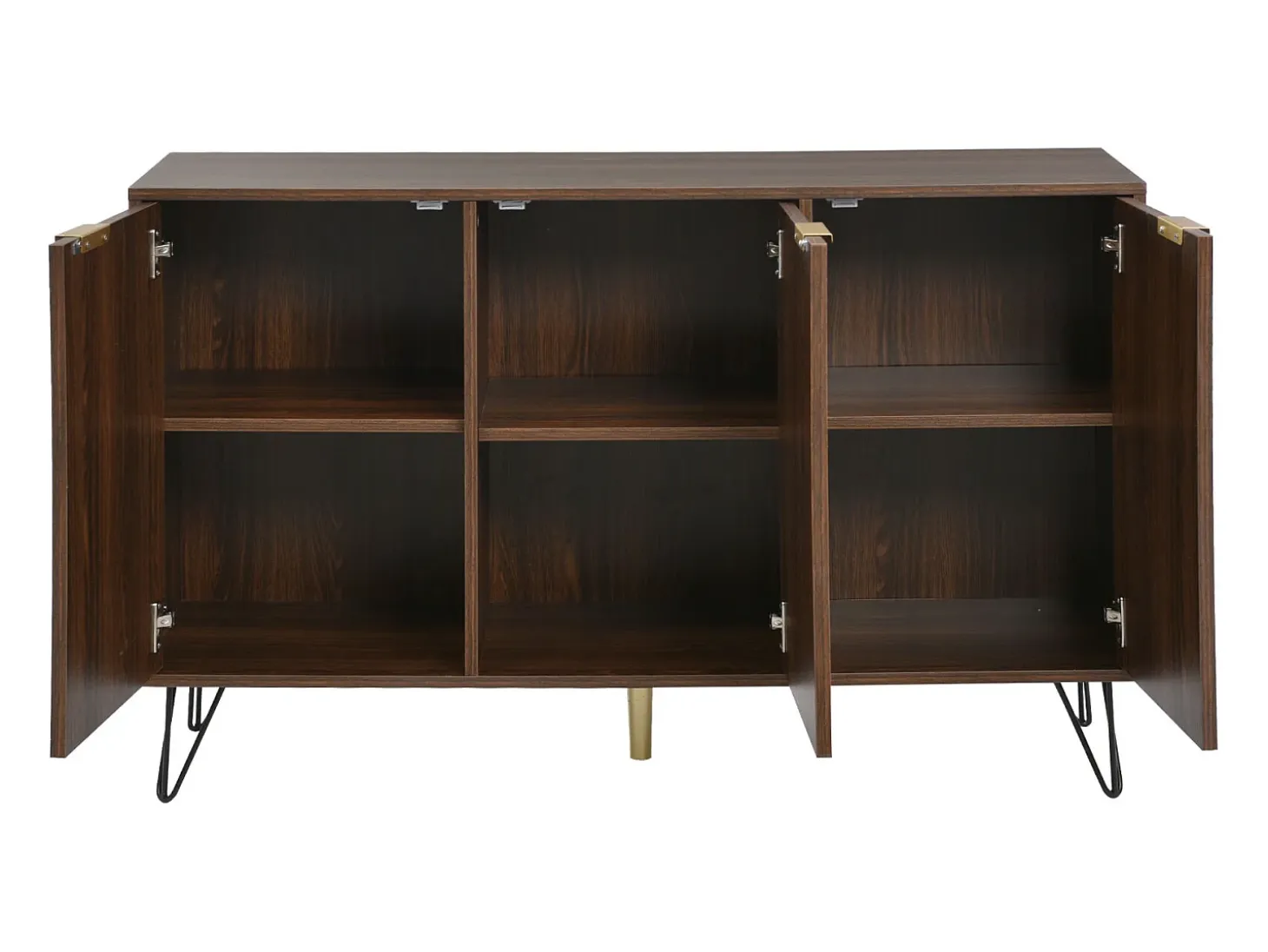Aparador con 3 puertas - Espacio de almacenamiento elegante y generoso - Pequeño armario color madera + negro 120x76,5x38 cm