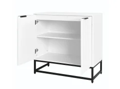Aparador con 2 puertas - tiradores y pies de metal - para salón, pasillo y comedor - Color: blanco - 80 x 40 x 80 cm
