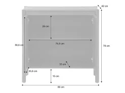 Aparador con 2 puertas, 80cm nogal