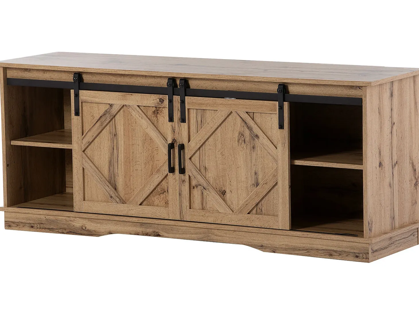 Aparador con 2 puertas correderas + compartimentos - estantes regulables - Natural