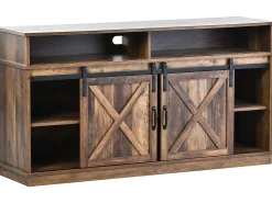 Aparador con 2 puertas correderas y compartimentos - estantes internos regulables - Marrón