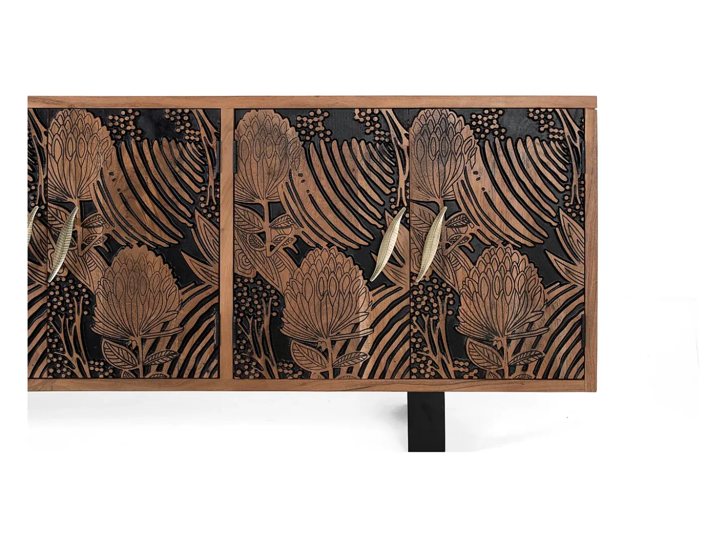 Aparador con 6 puertas de madera de acacia natural marrón