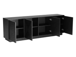Aparador con 4 puertas de MDF - Color: Negro - MEZULIA