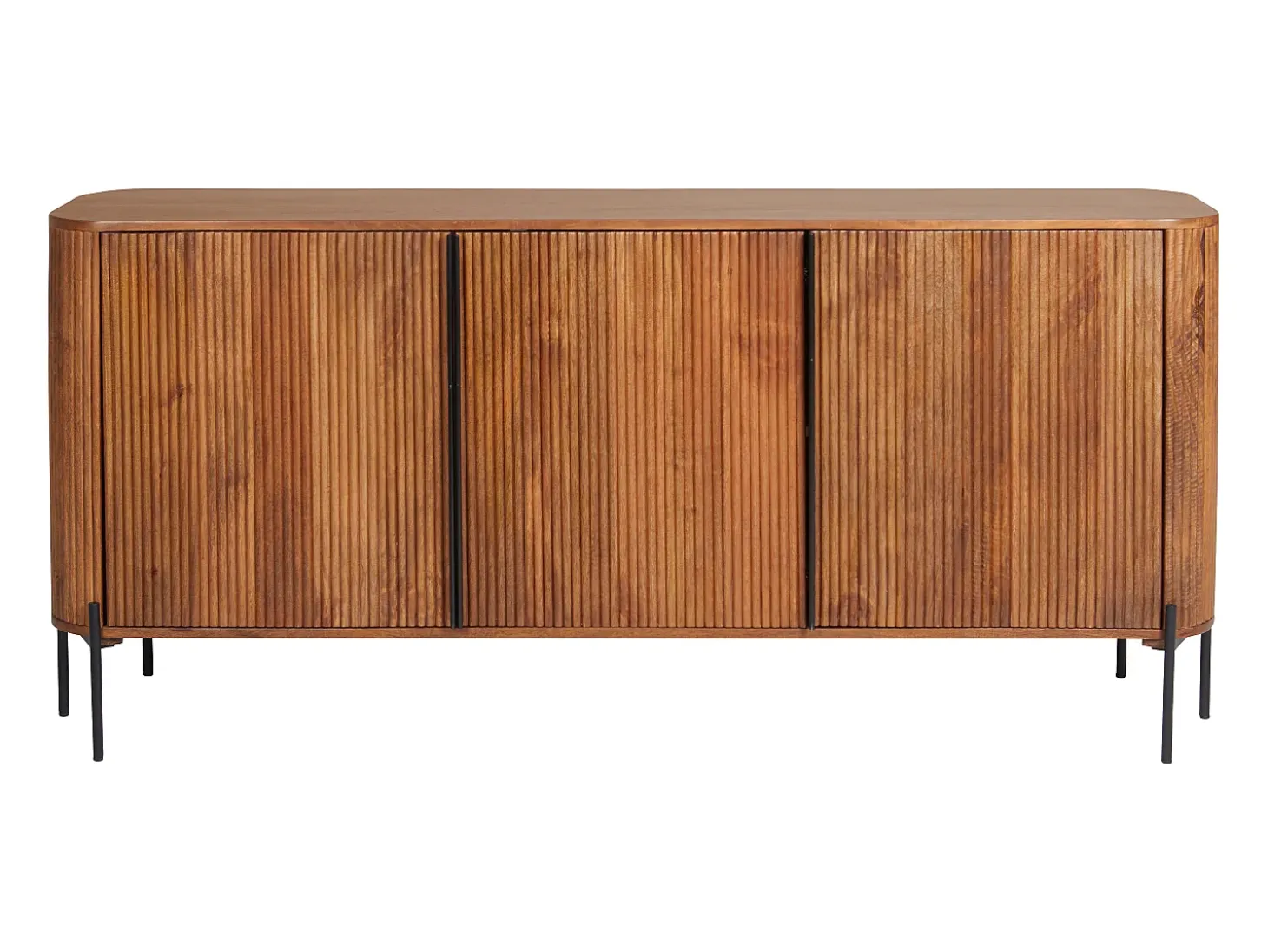 Aparador con 3 puertas de madera de mango y metal - Natural y negro - BALIMELA