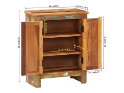 Aparador con 2 puertas de madera maciza reciclada 55x30x70 cm