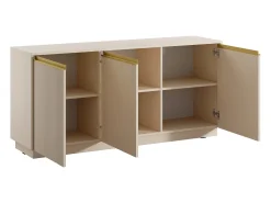 Aparador con 3 puertas de MDF - Beige y Dorado - POSINIA