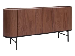 Aparador con 3 puertas de nogal oscuro y metal negro 160 cm SKYE