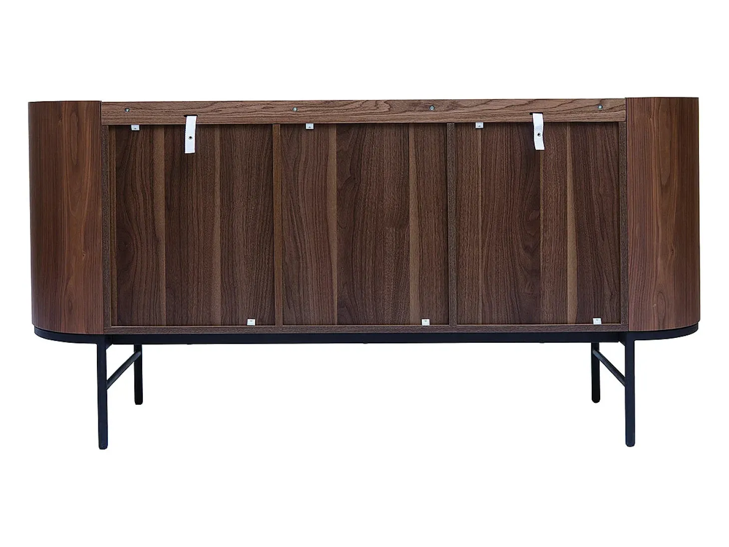 Aparador con 3 puertas de nogal oscuro y metal negro 160 cm SKYE