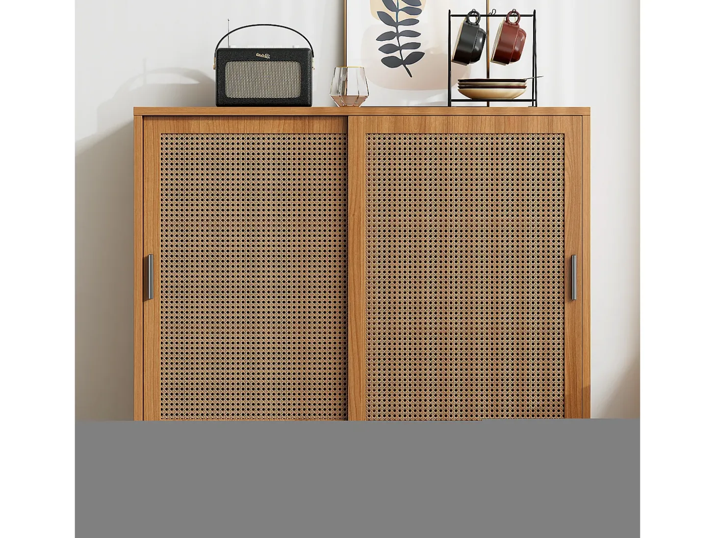 Aparador con 2 puertas, diseño moderno, madera, color nogal, con estantes regulables (100x40x90 cm)