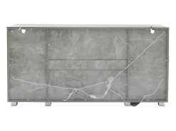 Aparador con 4 puertas e iluminación LED - Madera MDF + cristal templado - Gris cemento