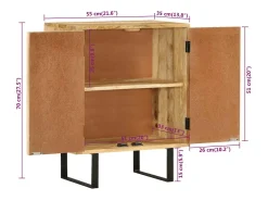 Aparador con 2 puertas madera maciza de mango 55x35x70 cm