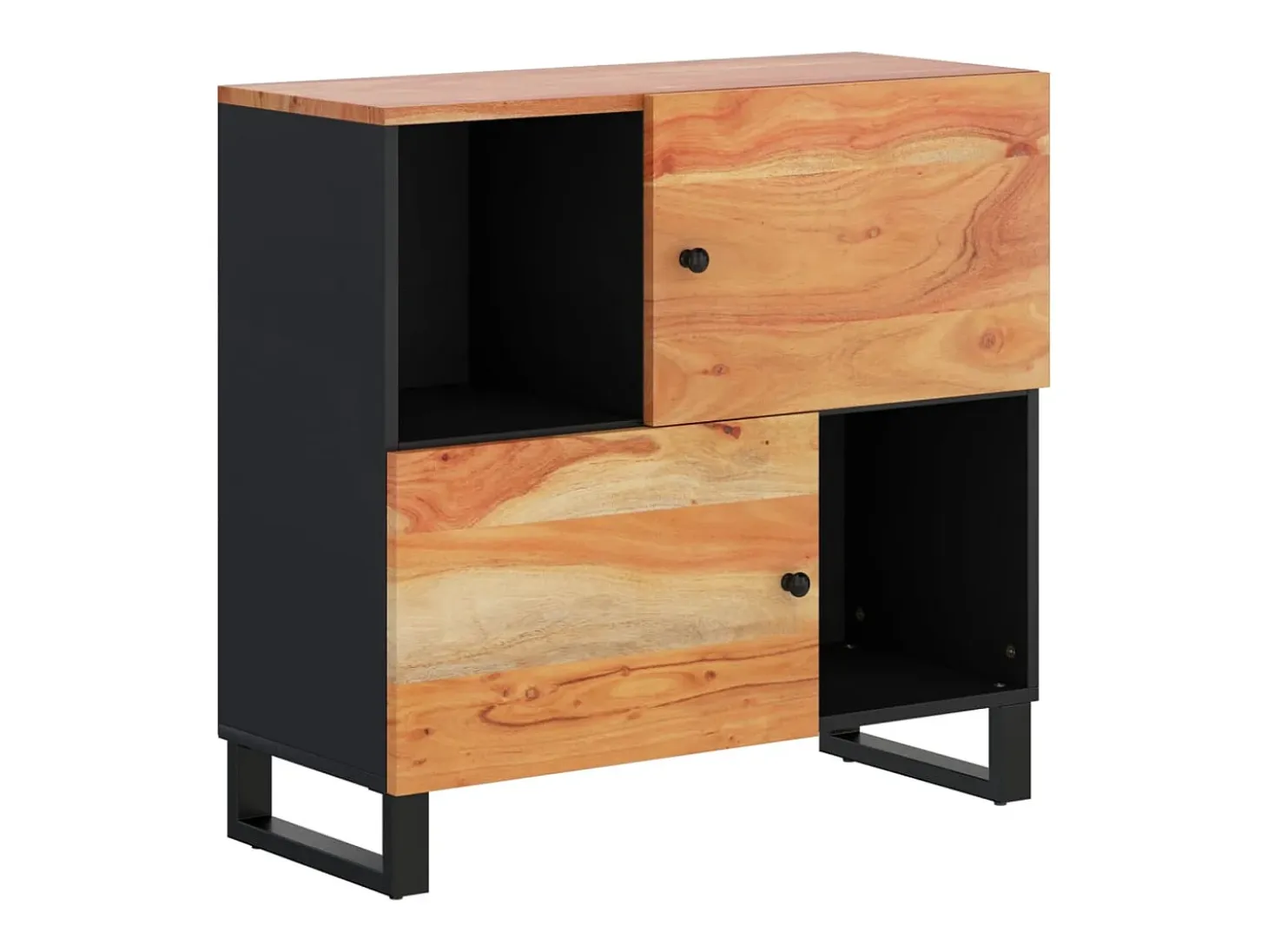 Aparador con 2 puertas madera maciza de acacia 80x33x75 cm