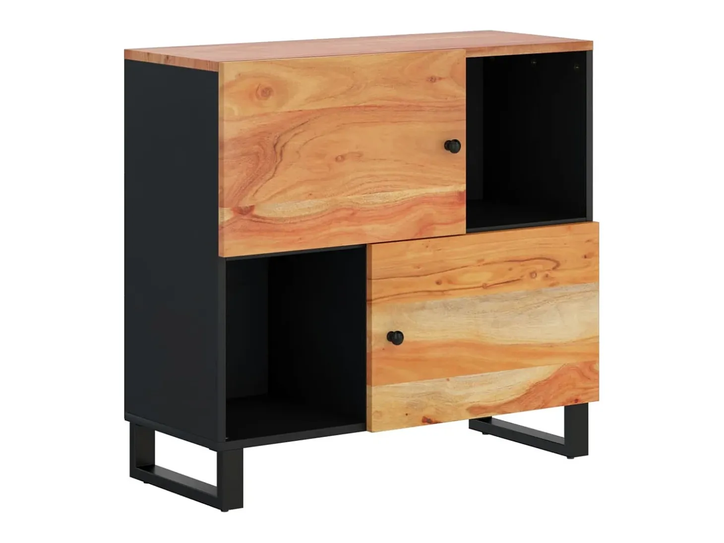 Aparador con 2 puertas madera maciza de acacia 80x33x75 cm
