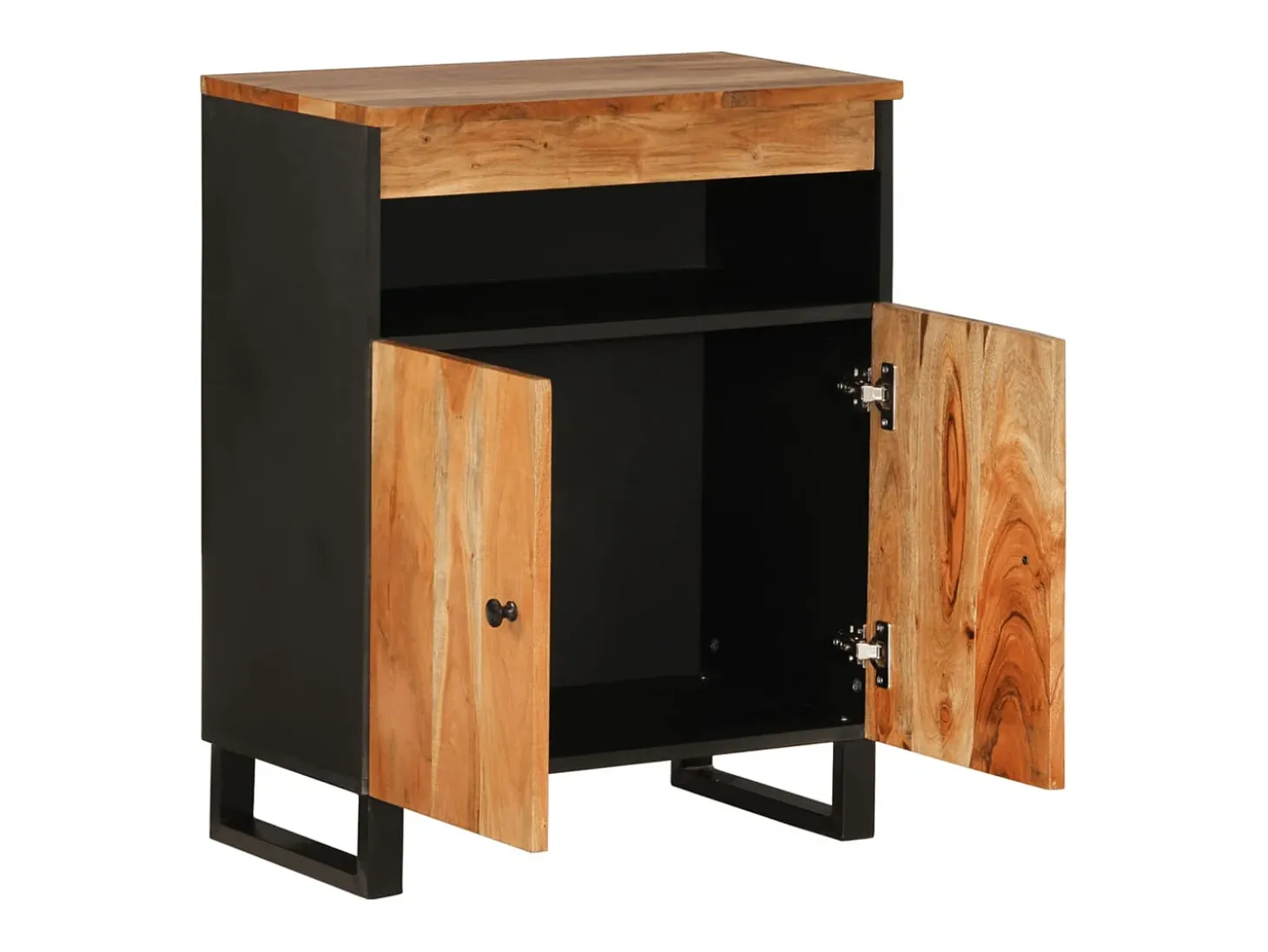 Aparador con 2 puertas madera maciza de acacia 60x33x75 cm