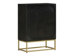 Aparador con 2 puertas madera mango negro y dorado 55x30x75 cm