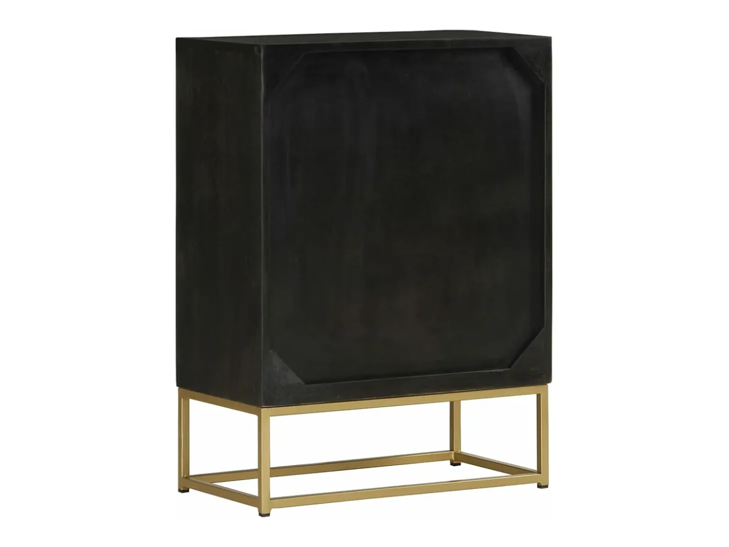 Aparador con 2 puertas madera mango negro y dorado 55x30x75 cm