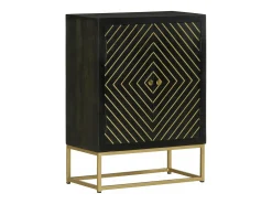 Aparador con 2 puertas madera mango negro y dorado 55x30x75 cm