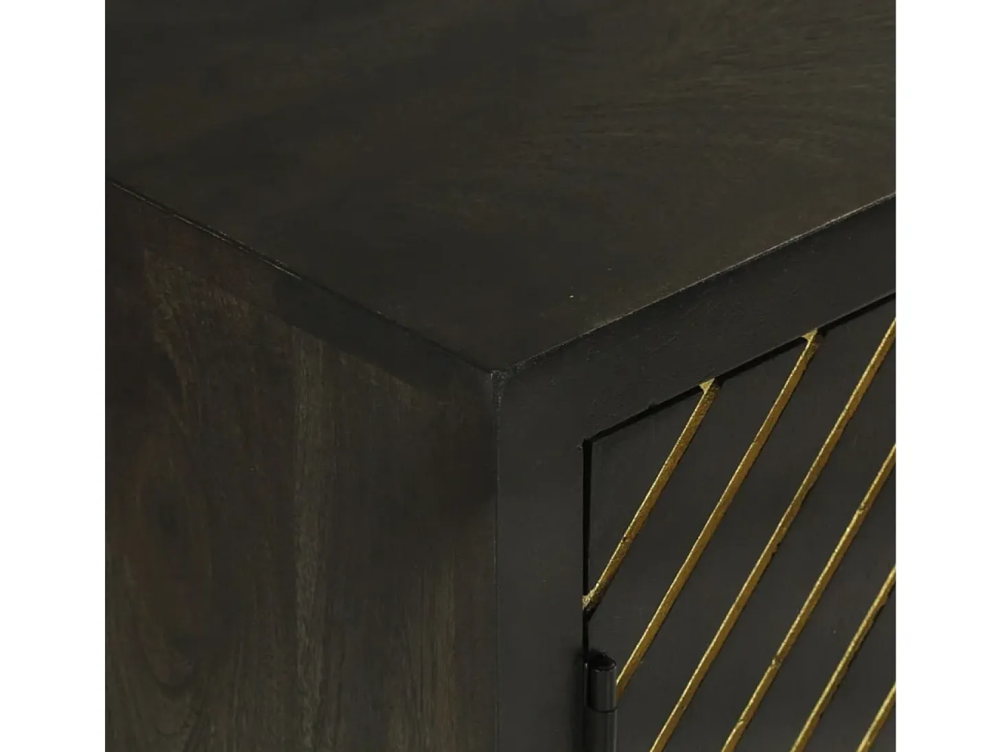 Aparador con 2 puertas madera mango negro y dorado 55x30x75 cm