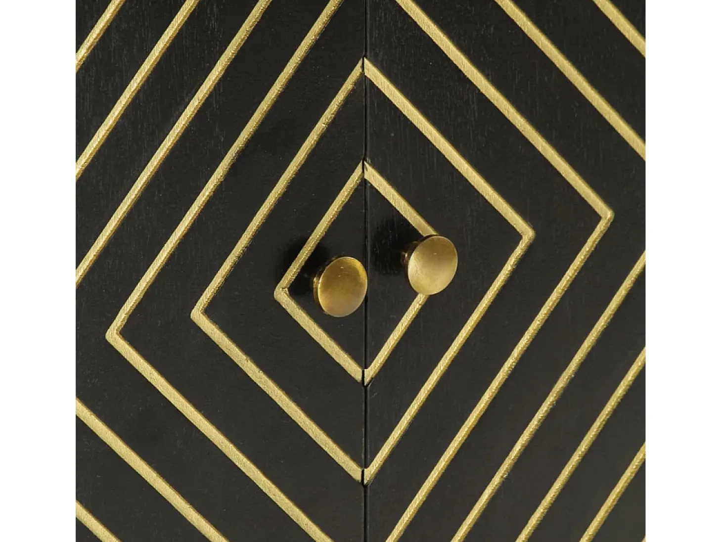 Aparador con 2 puertas madera mango negro y dorado 55x30x75 cm