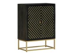 Aparador con 2 puertas madera mango negro y dorado 55x30x75 cm