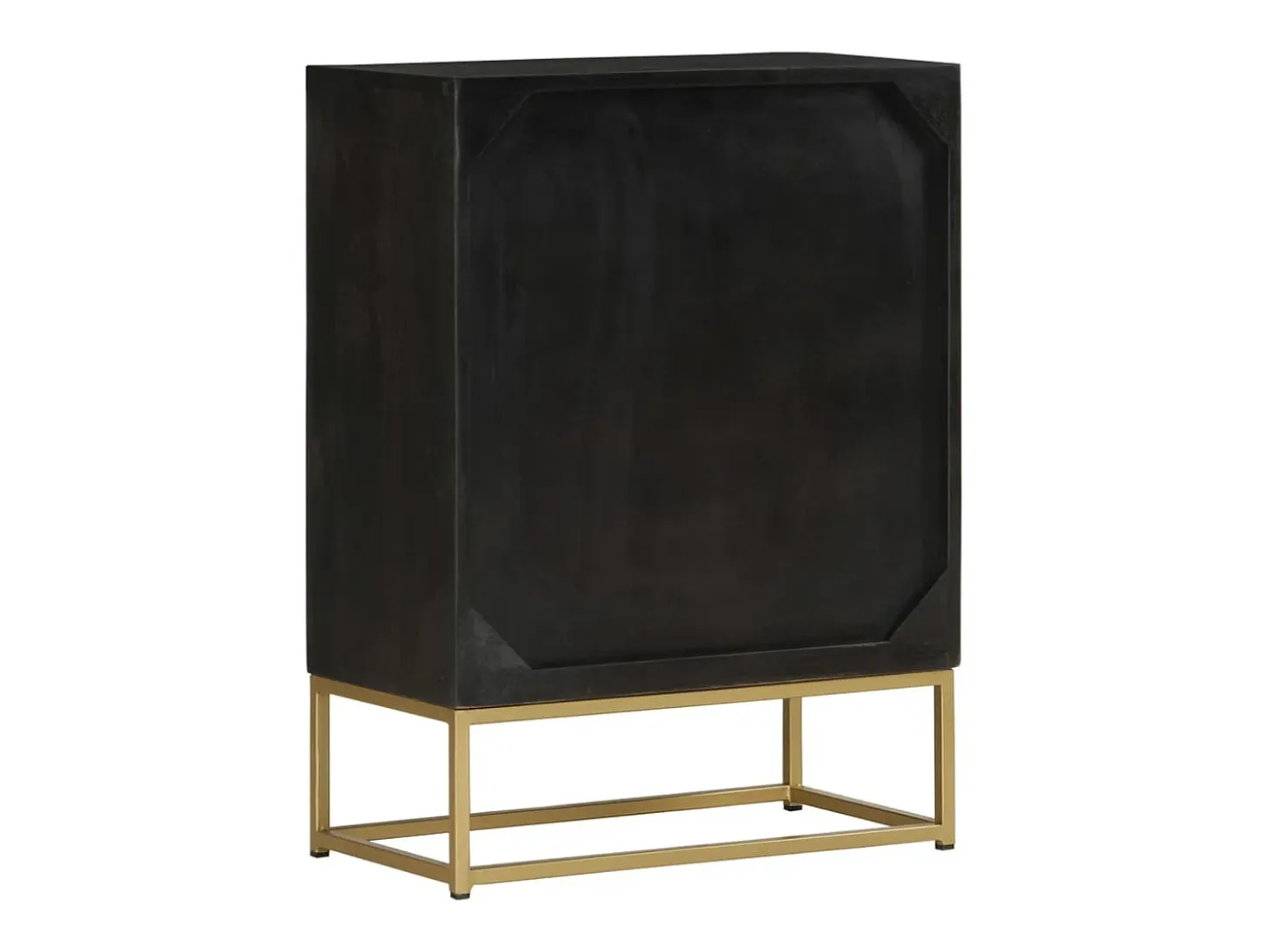 Aparador con 2 puertas negro y dorado 55x30x75 cm madera de mango