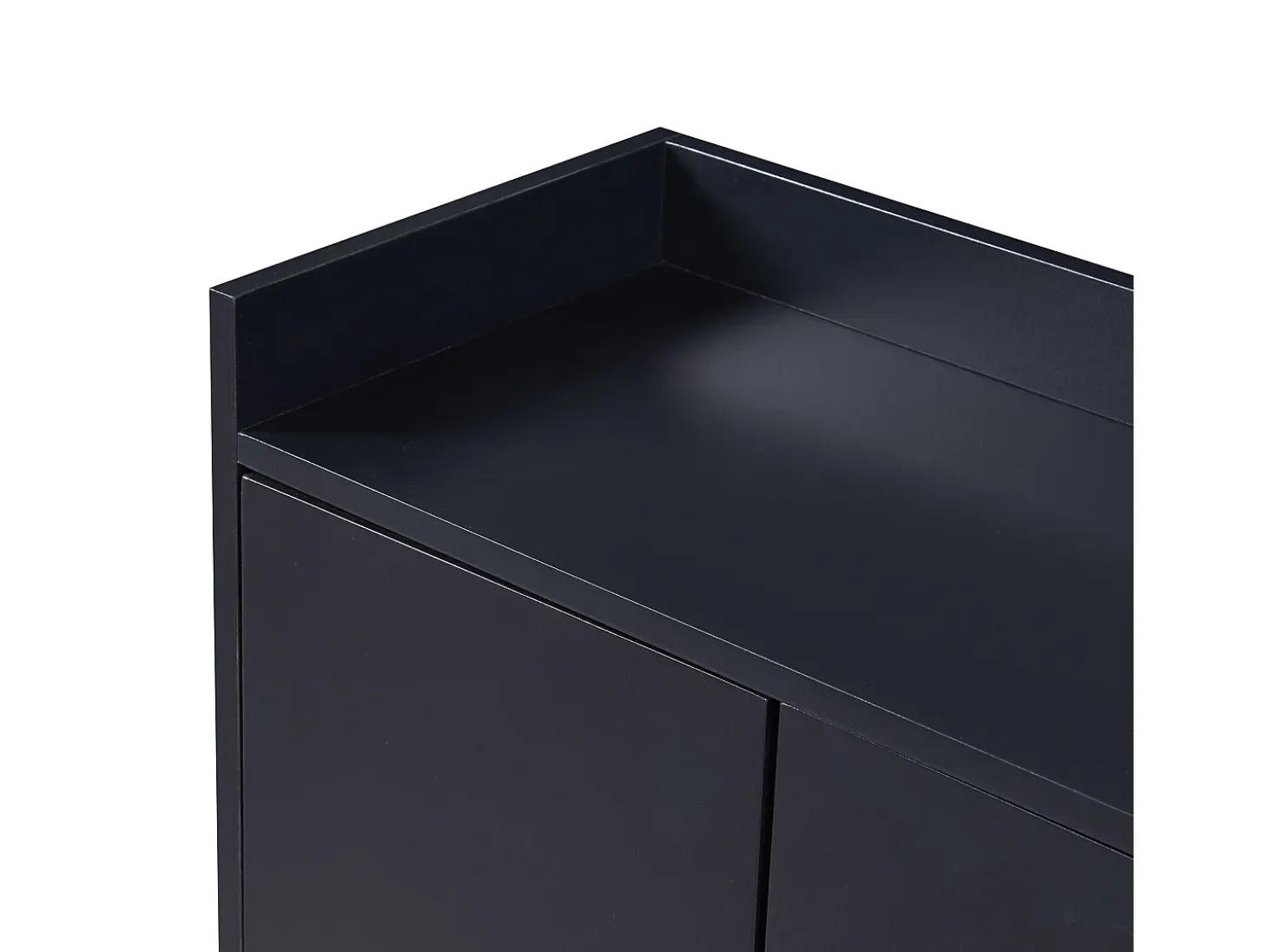 Aparador con 4 puertas sin tirador - estilo contemporáneo - madera + metal - negro
