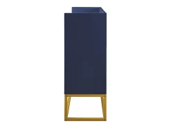 Aparador con 4 puertas sin tiradores - patas de metal dorado - Azul