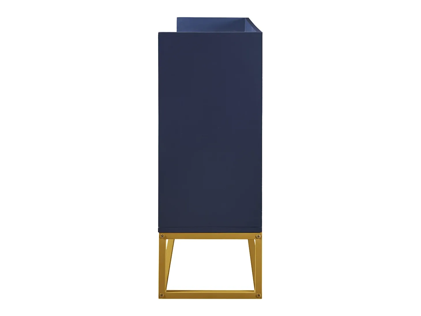 Aparador con 4 puertas sin tiradores - patas de metal dorado - Azul