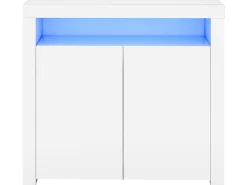Aparador con 2 puertas y 2 estantes en MDF - con LEDs - lacado blanco
