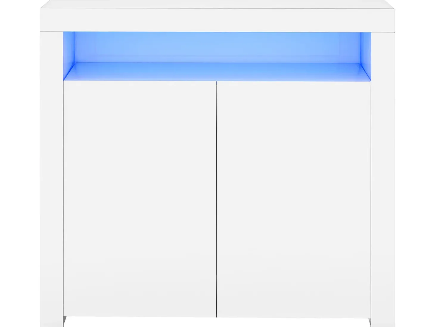 Aparador con 2 puertas y 2 estantes en MDF - con LEDs - lacado blanco