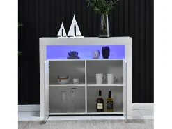 Aparador con 2 puertas y 2 estantes en MDF - con LEDs - lacado blanco