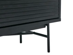 Aparador con 2 puertas y 3 cajones chapado en roble y metal - Negro y Dorado - SIRIOLA