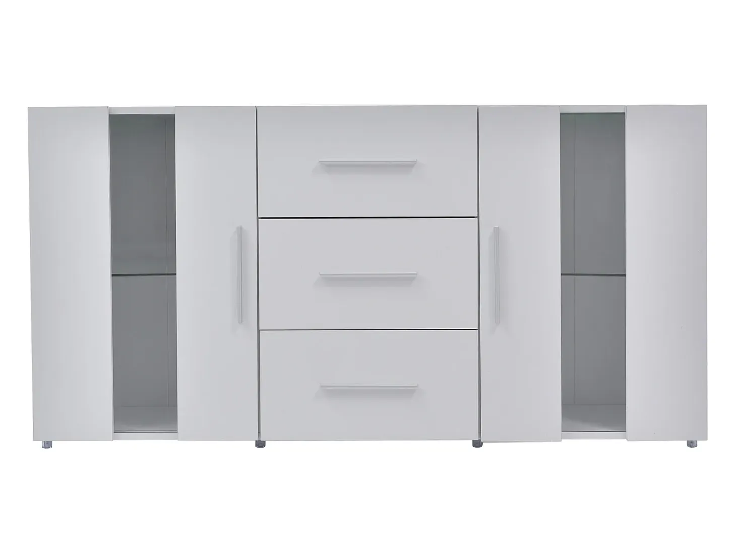Aparador con 2 puertas y 3 cajones - LEDs - Madera MDF - para salón, comedor - blanco