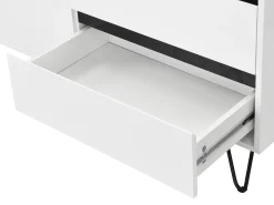 Aparador con 2 puertas y 3 cajones de MDF y acero - Blanco y negro - ABUJA