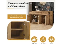 Aparador con 3 puertas y 3 cajones - tablero de partículas - Natural
