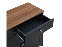 Aparador con 4 puertas y 3 cajones - mueble de almacenaje - mueble de madera - gris negro (160x37x75 cm)