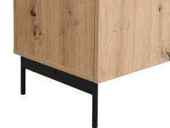 Aparador con 2 puertas y 3 cajón de MDF - Natural y efecto mármol negro - LIOMENA