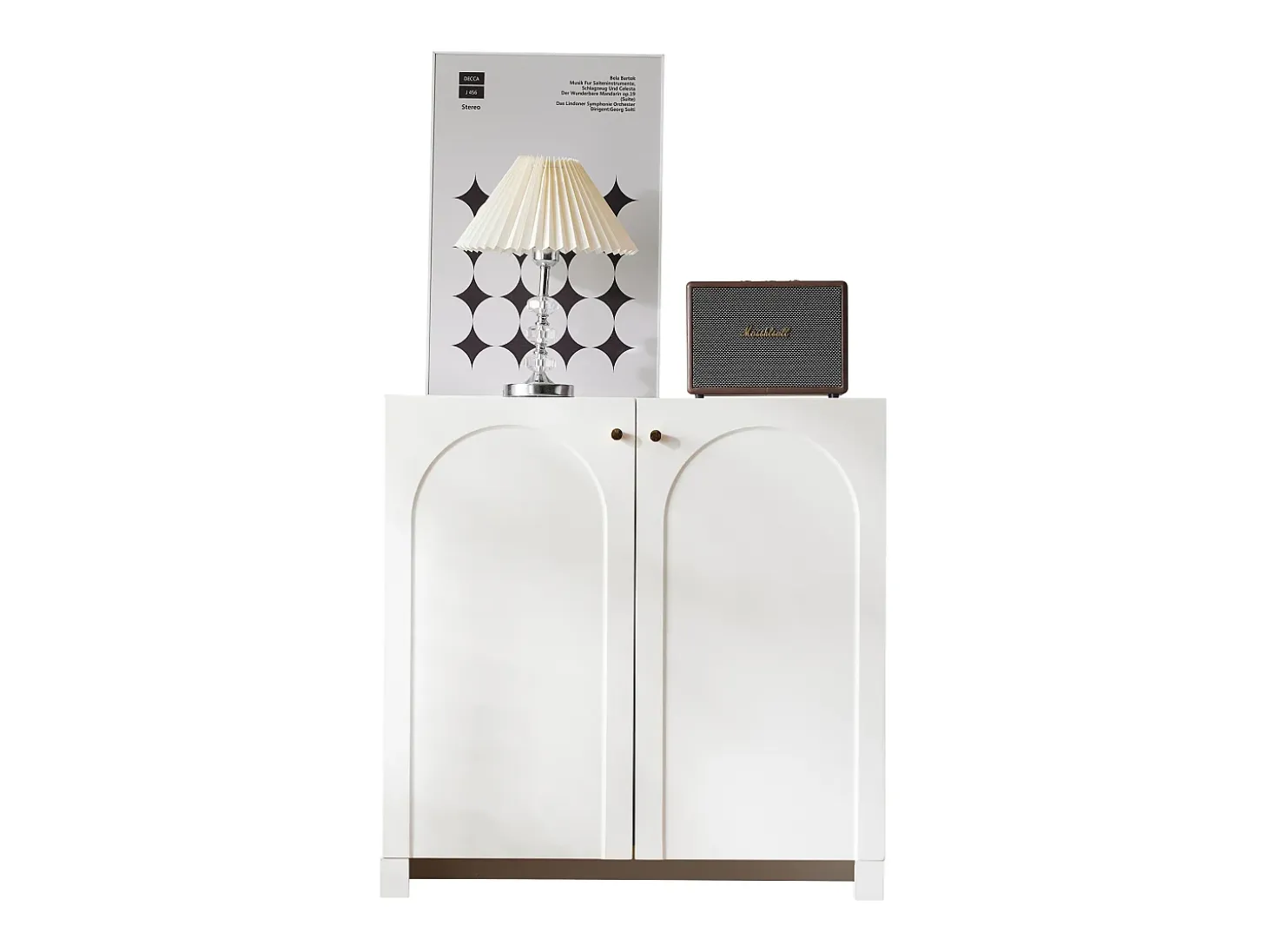 Aparador con 2 puertas y 6 cajones, mueble de almacenaje, diseño moderno, blanco (80x40x80 cm)