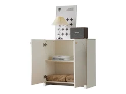 Aparador con 2 puertas y 6 cajones, mueble de almacenaje, diseño moderno, blanco (80x40x80 cm)