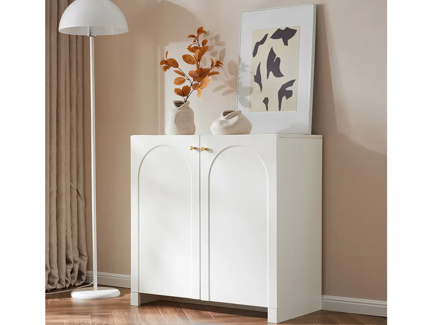 Aparador con 2 puertas y 6 cajones, mueble de almacenaje, diseño moderno, blanco (80x40x80 cm)