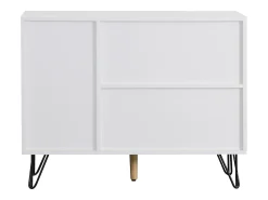 Aparador con 3 puertas y 1 cajón - 90 x 30 x 71,5 cm - estantes regulables - MDF y tableros de partículas - Blanco y madera