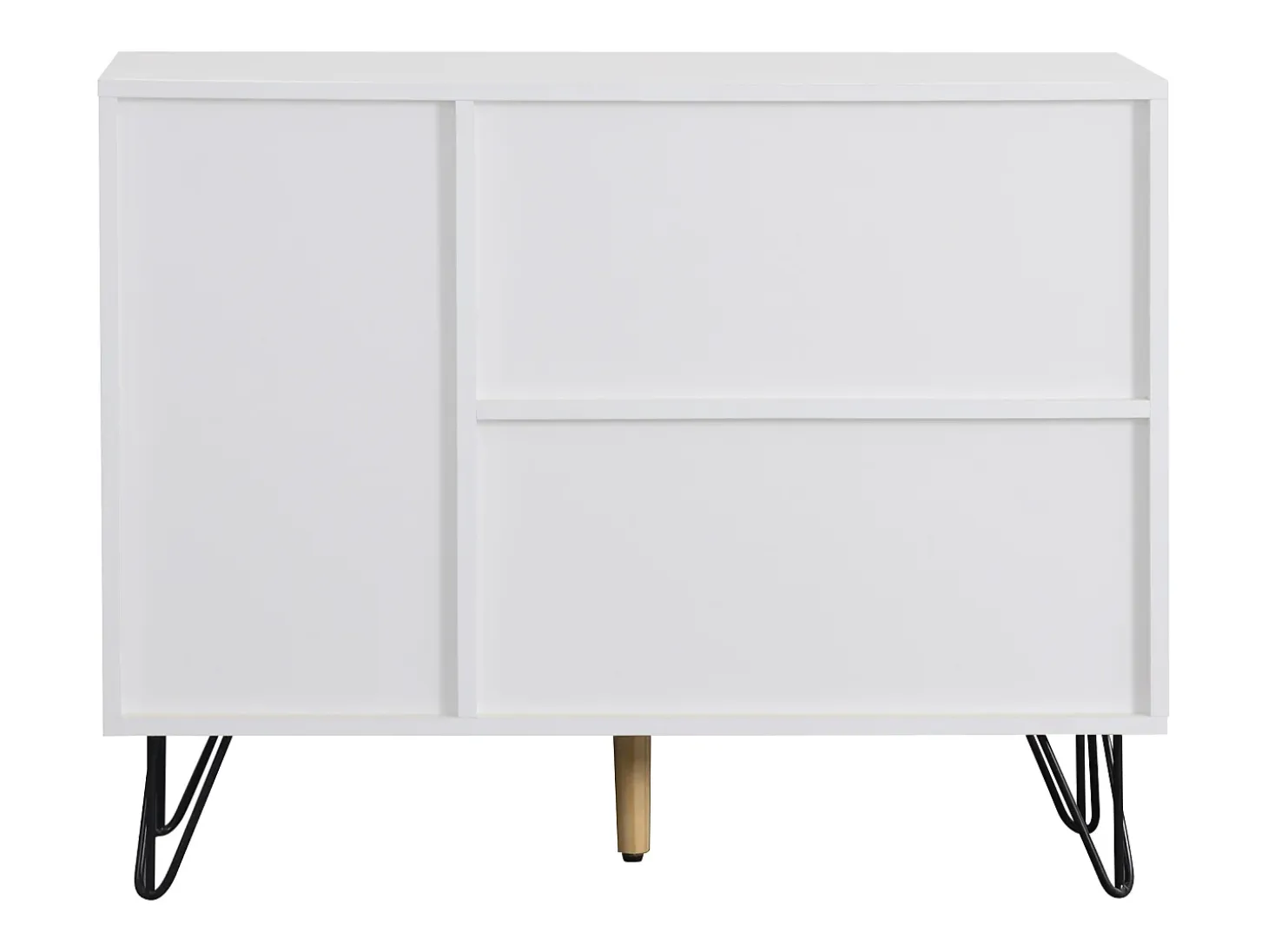 Aparador con 3 puertas y 1 cajón - 90 x 30 x 71,5 cm - estantes regulables - MDF y tableros de partículas - Blanco y madera