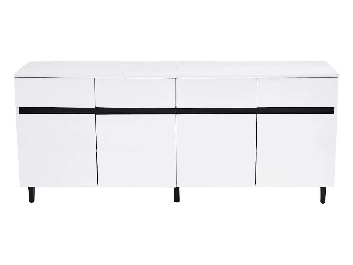 Aparador con 4 puertas y 4 cajones - Acabado blanco brillante