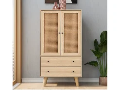 Aparador con 2 puertas y 2 cajones, espacio de almacenamiento, MDF, roble, (60x40x120 cm)